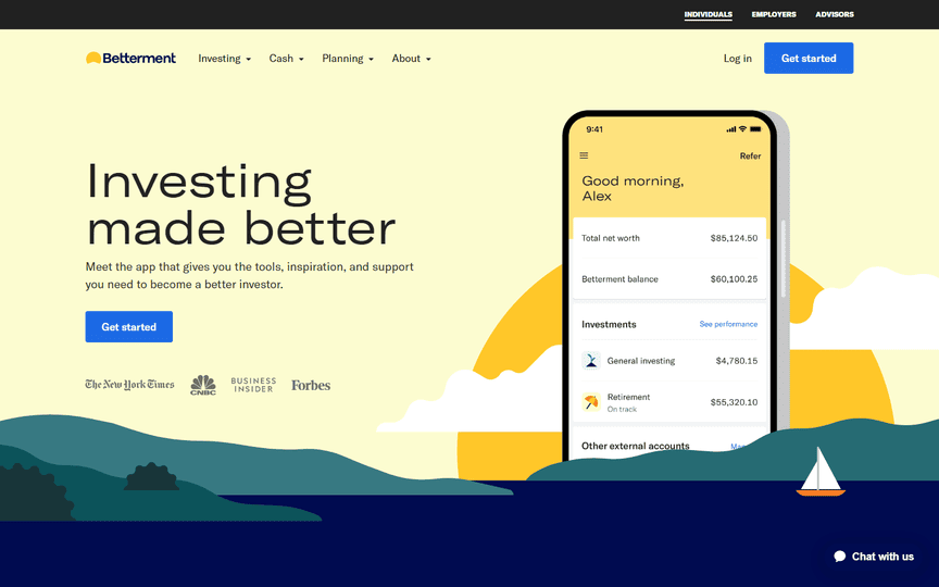 Betterment Best Fintech Website Design Inspirations