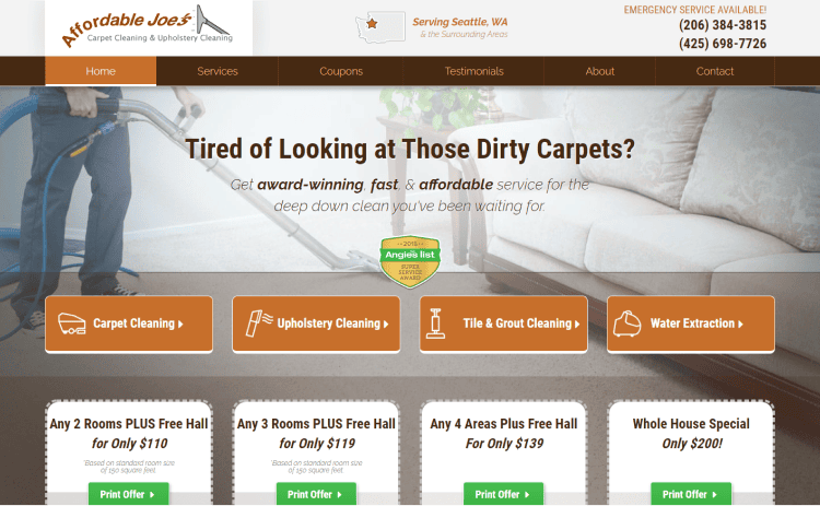 Affordable Joe’s Carpet Cleaning website
