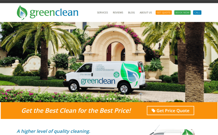 Beautiful Carpet Cleaning Website of GreenClean
