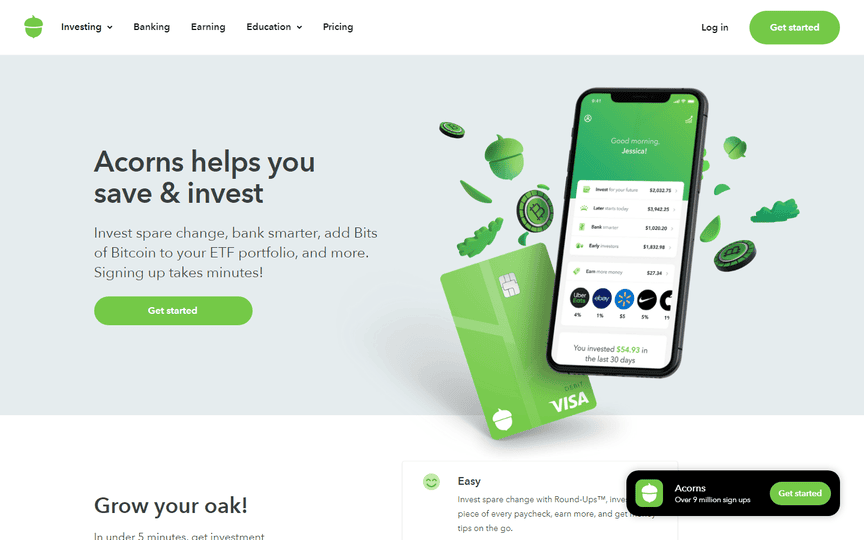 Acorns: Fresh and Friendly Green Design
Professional Fintech Website Designs