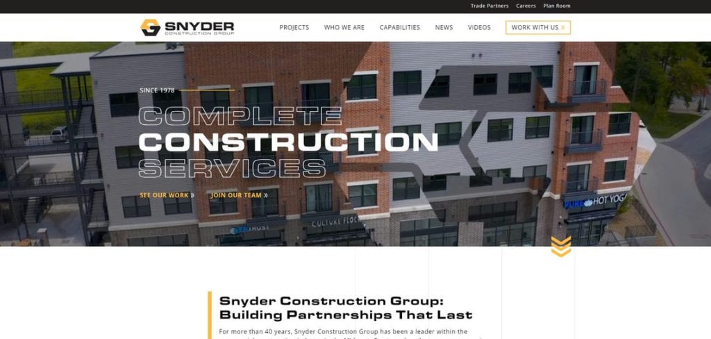 Duquette Construction unique website layout

