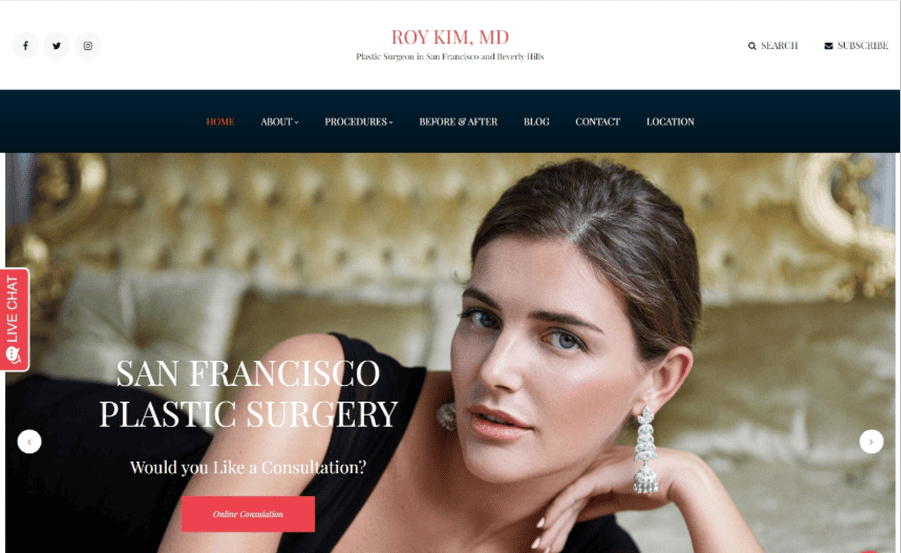 Roy Kim, MD Web Design for Cosmetic Website