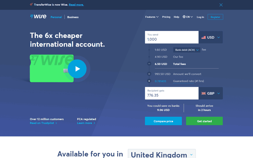 Wise: Transparency and Subtle Animations
Top Fintech Websites