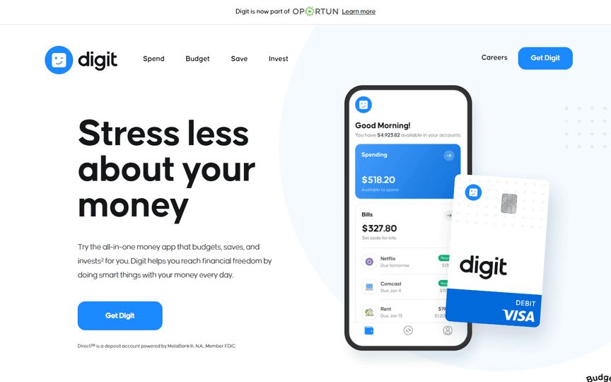 Digit: Big Bold Texts and Subtle Animations
Custom Fintech Websites