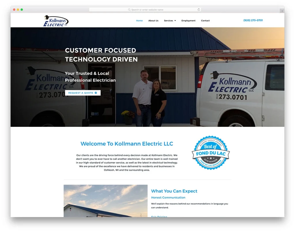 Kollmann Electric Website Design for Inspiration