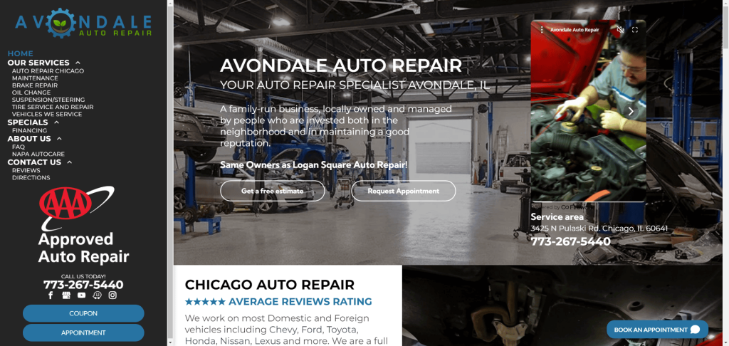 1. Avondale Auto Repair Website Design