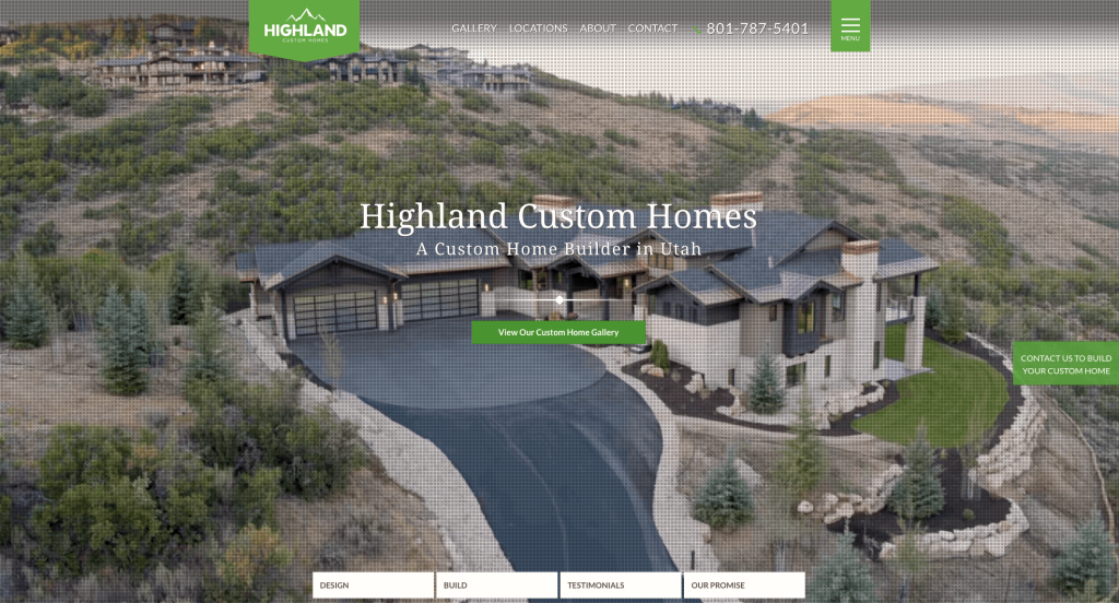 1. Highland Custom Homes - Home Builder Website