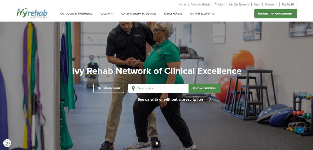 1. Ivy Rehab Network - Best Physical Therapy Website Designs 