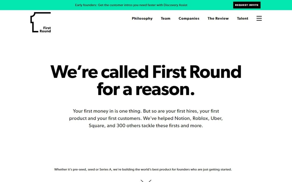 12. First Round Capital - VC Website design
