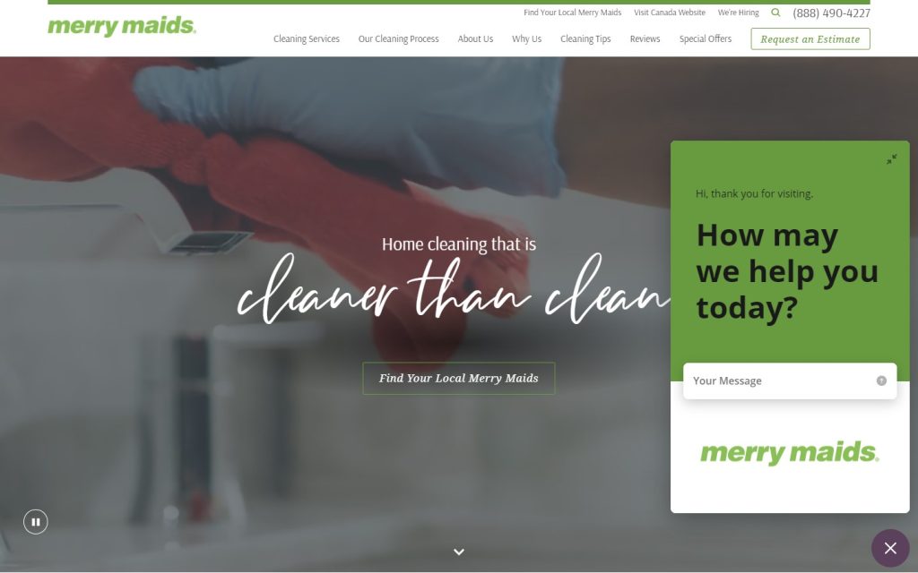 14. Merry Maids - Best Cleaning Website Designs
