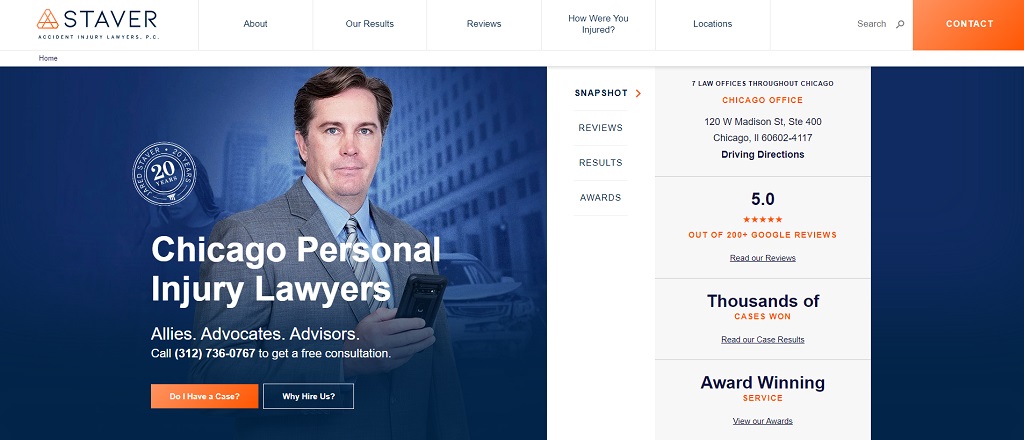 14. Staver Accident Injury Lawyers Website Design