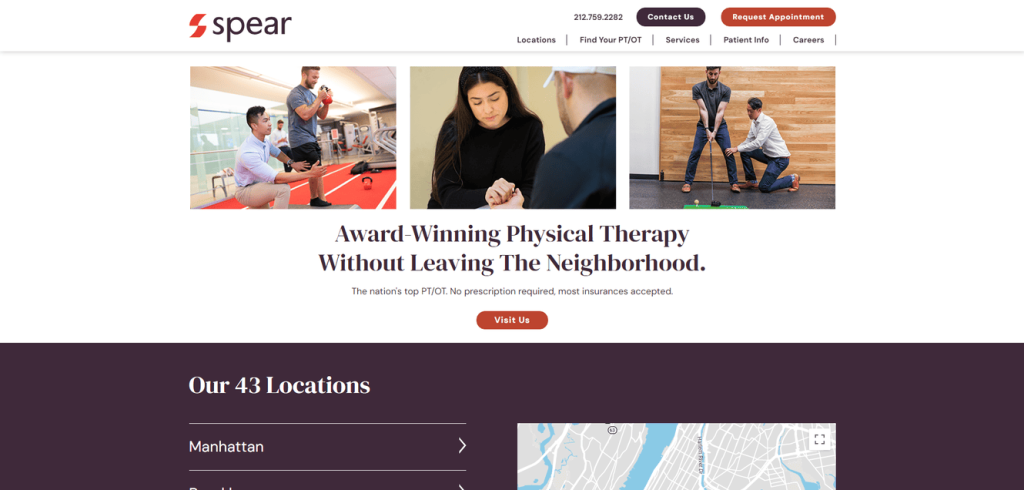 2. SPEAR Physical Therapy Website Designs