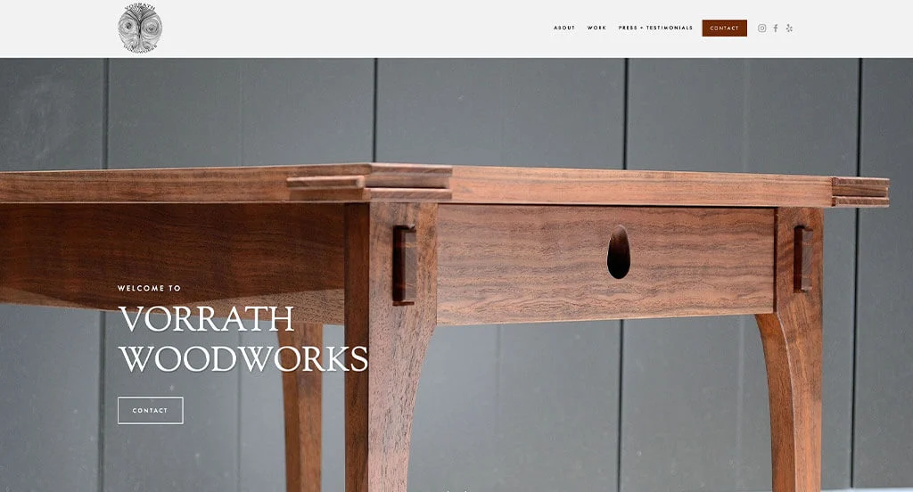 2. Vorrath Woodworks Website Designs