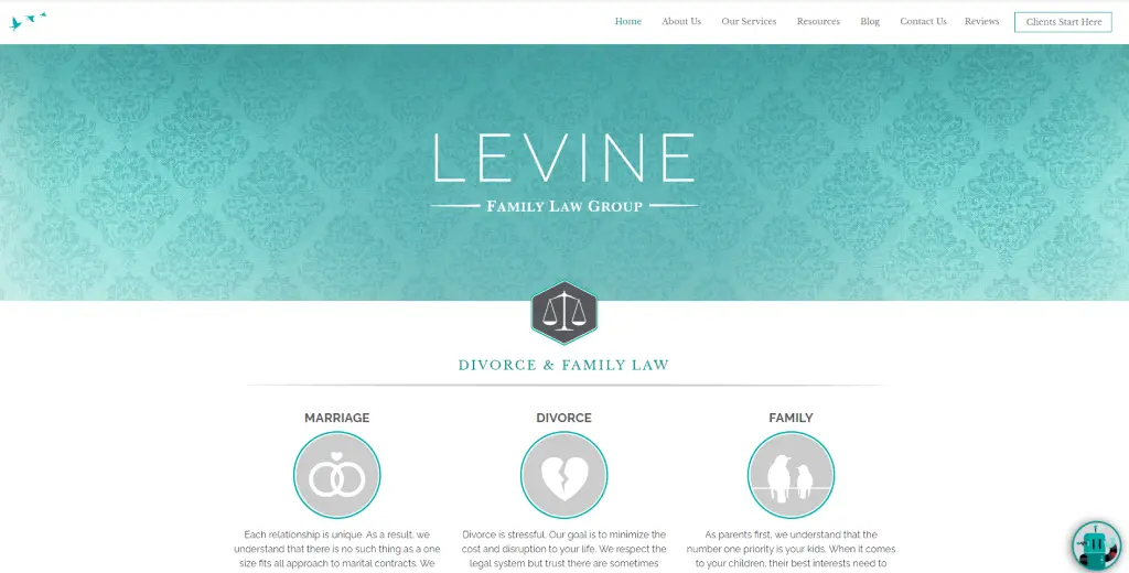 Levine Family Law Group's website exudes a serene and calming aura