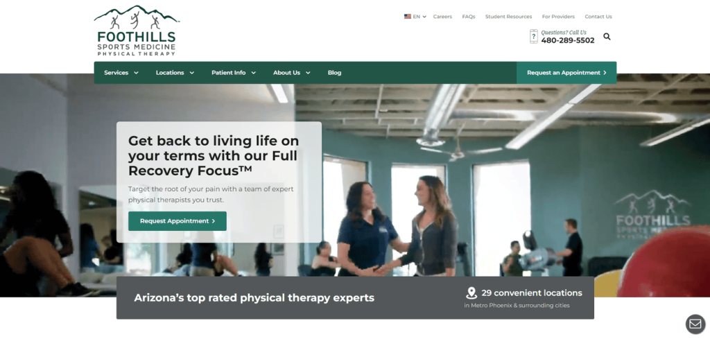 3. Foothills Sports Medicine Physical Therapy Web Design