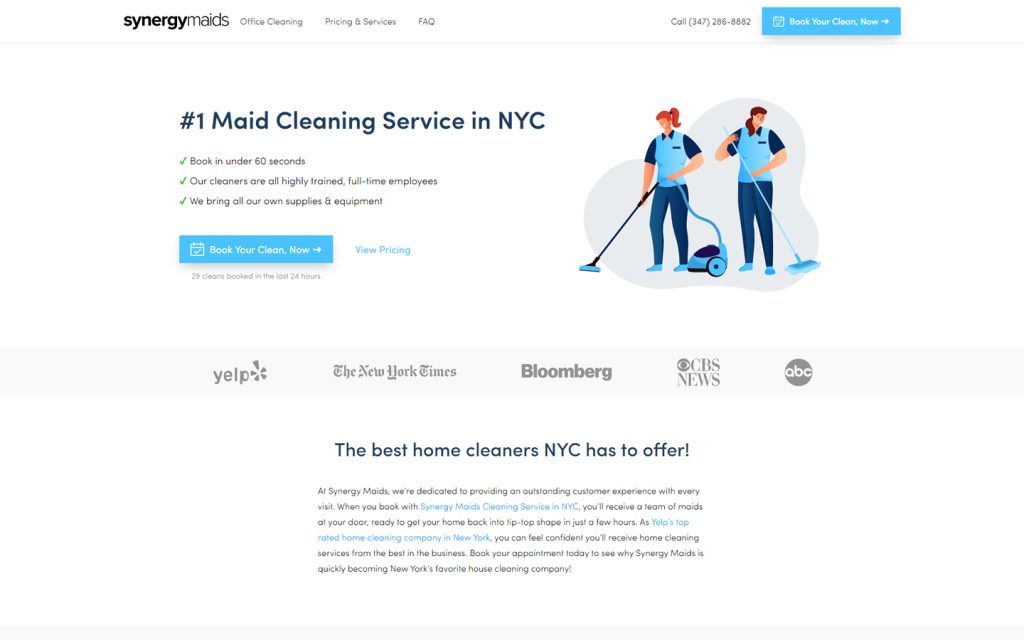 30. Synergy Maids - Best Cleaning Website Design