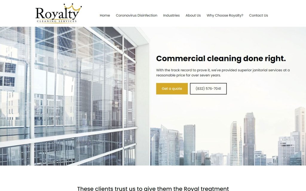 36. Royalty Cleaning Services Website
