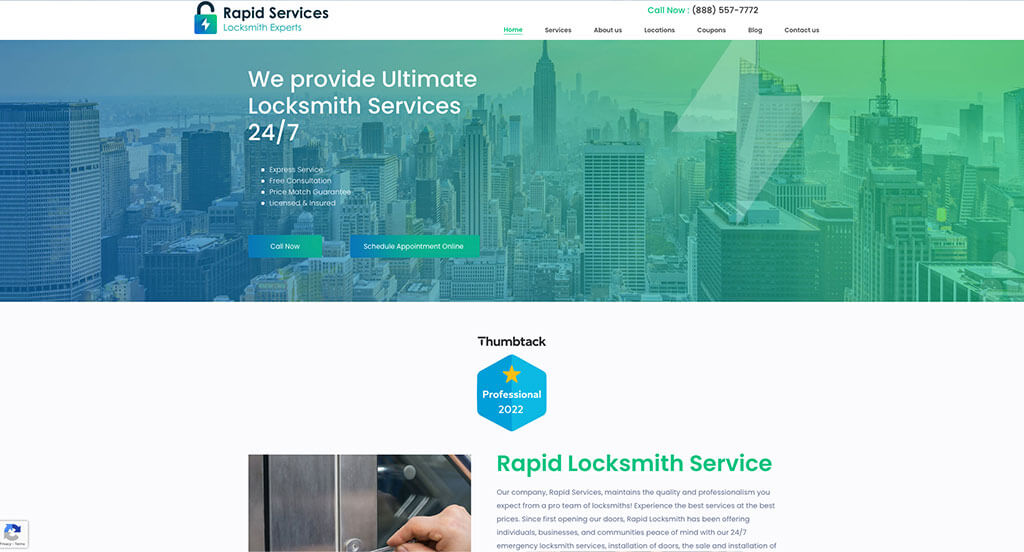 4. Rapid Services Locksmith Website Design