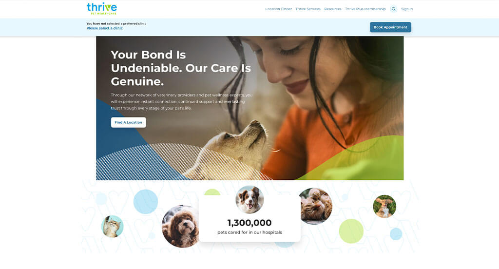 4. Thrive Pet Healthcare Website Design