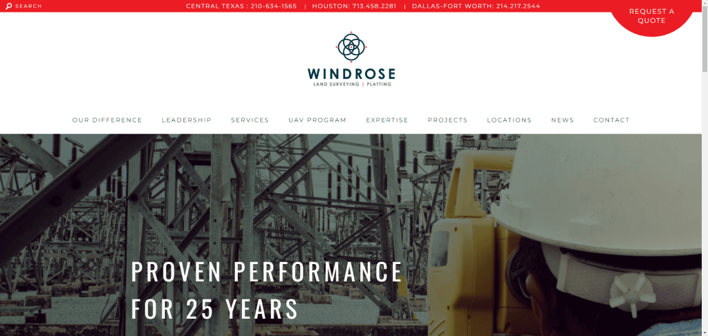 4. Windrose Surveying & Platting Website Design