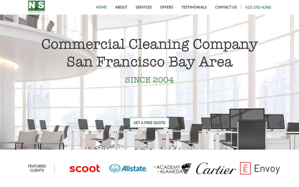 5. N&S Janitorial - Best Cleaning Website