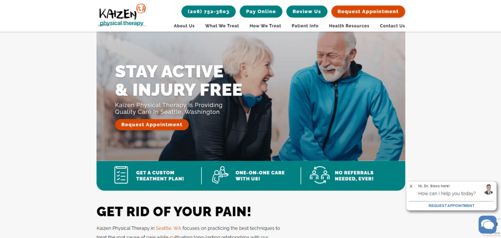 6. Kaizen Physical Therapy Website Idea
